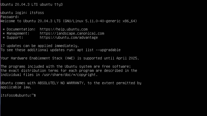Ubuntu TTY
